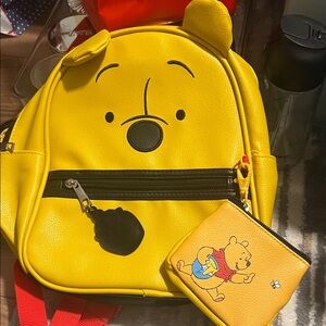 Yellow Winnie the Pooh mini Backpack and Wallet Set